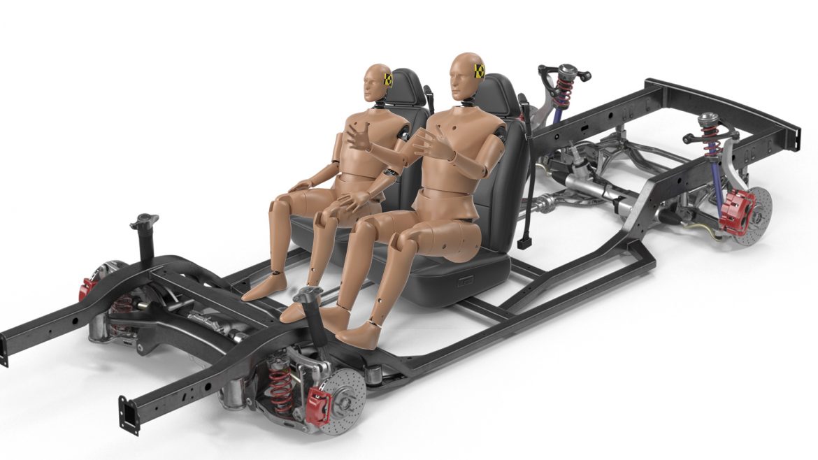 simulacion 3d crash test dummy dumie coche de pruebas car grupoaudiovisual