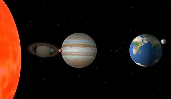 Planetas orbitando el sol en 3D 360 Grupo Audiovisual