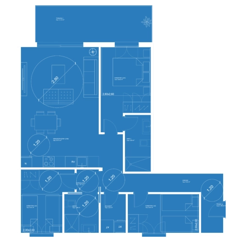 Render 3D Profesional Hiperrealista Arquitectura Inmobiliaria y Diseño Interior GrupoAudiovisual Plano de planta fondo azul gacom