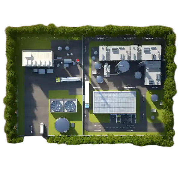 Vídeo industrial en 3D para presentar una nueva planta de e-metanol CGI Renderizado profesional Grupo Audiovisual